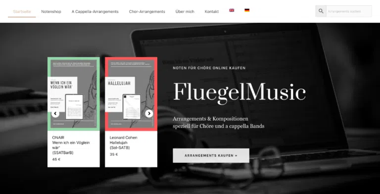 Beispiel-Webdesign Shop: Onlineshop für Chor- und a-cappella-Arrangements