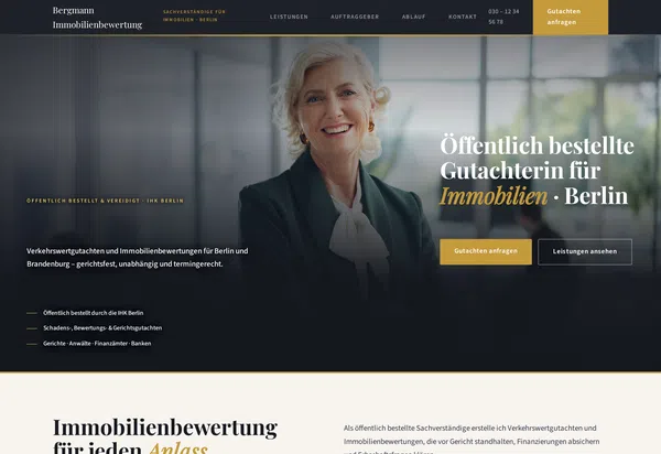 Beispiel-Webdesign für eine öffentlich bestellte Immobiliengutachterin in Berlin