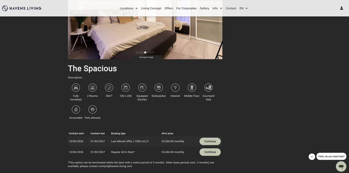 Nahtlos integrierte Booking Journey im Webdesign für Serviced Apartments