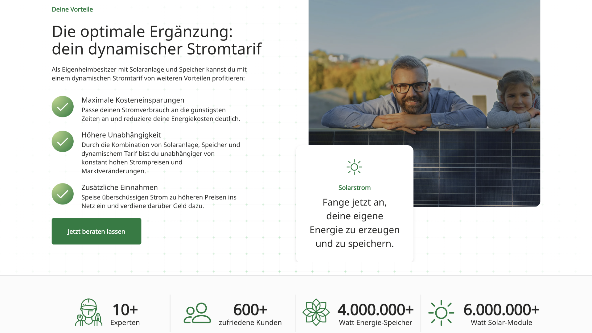 Clear user guidance and convincing calls to action for solar and photovoltaic companies