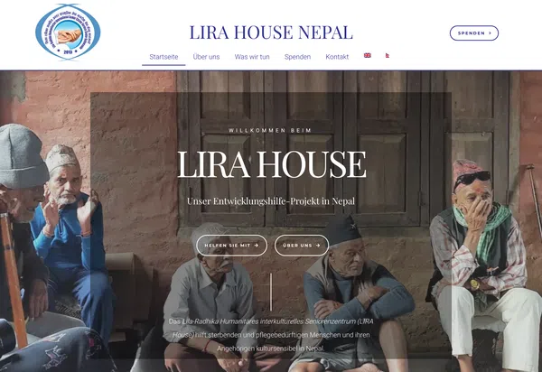 Sample Web Design for a Charitable Organization: LIRA HOUSE Nepal, Senior Center
