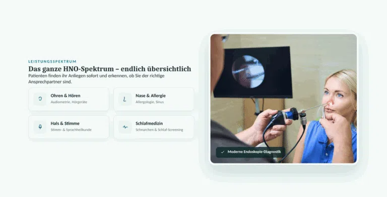 Beispiel-Webdesign Leistungsspektrum: Ohren, Nase und Hals einer HNO-Praxis in Hannover