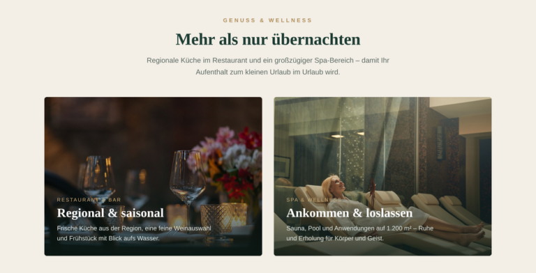 Beispiel-Webdesign Genuss & Wellness: Restaurant und Spa eines Hotels