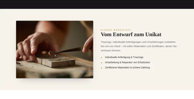 Beispiel-Webdesign Werkstatt: Goldschmiede-Werkstatt mit individueller Anfertigung