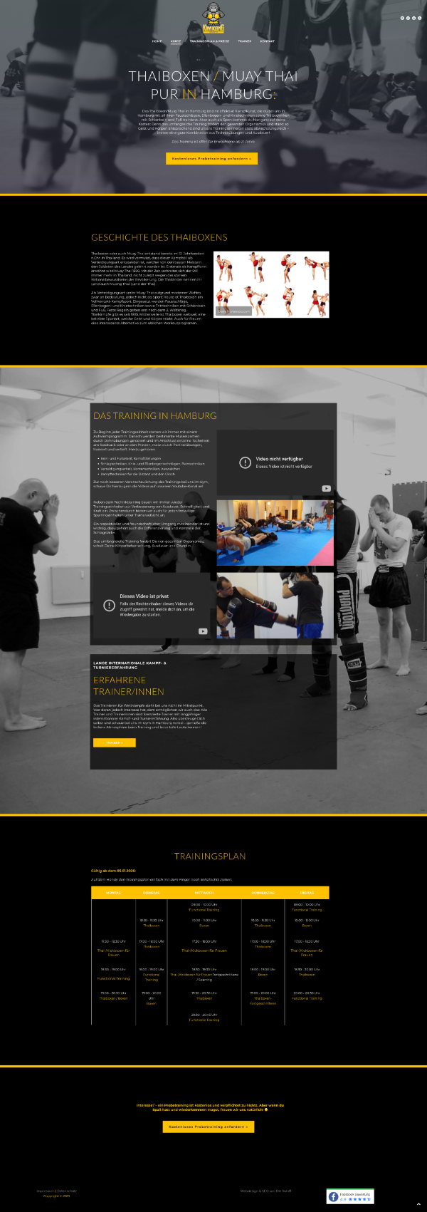Beispiel-Webdesign für eine Kampfsportschule: Kim Kong Sports in Hamburg