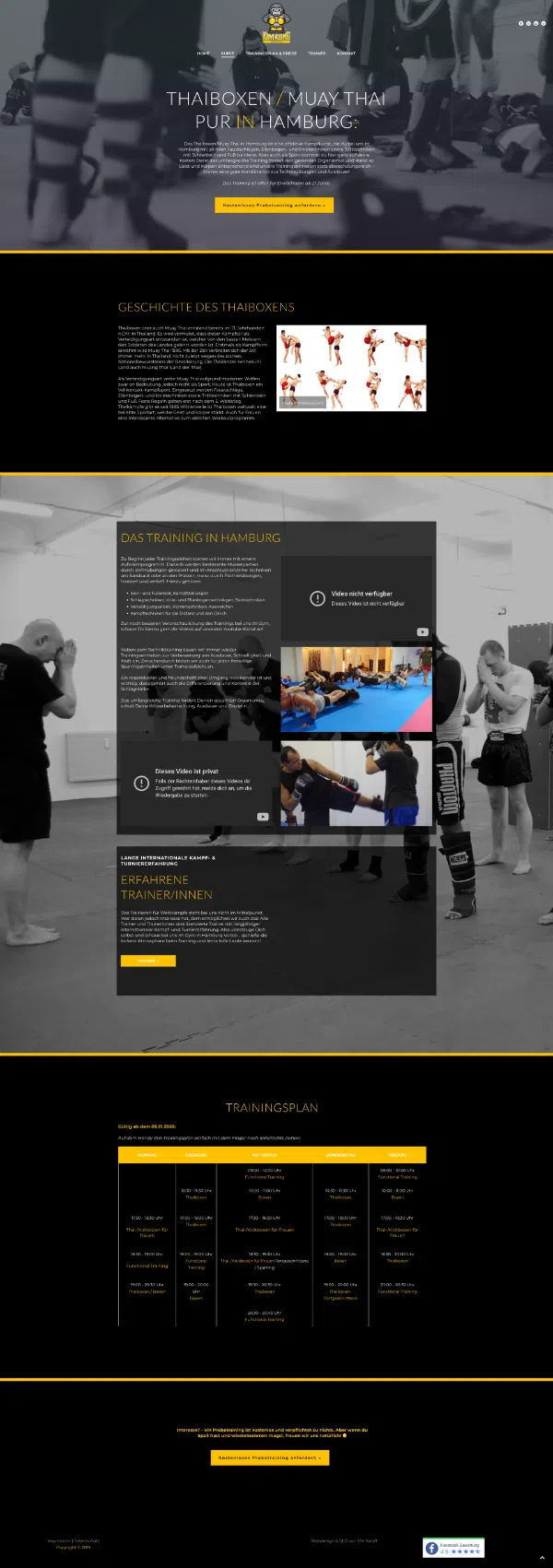 Sample Web Design for a Martial Arts School: Kim Kong Sports in Hamburg