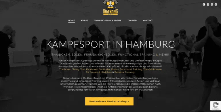 Beispiel-Webdesign Hero: Kampfsport-Studio Kim Kong Sports in Hamburg