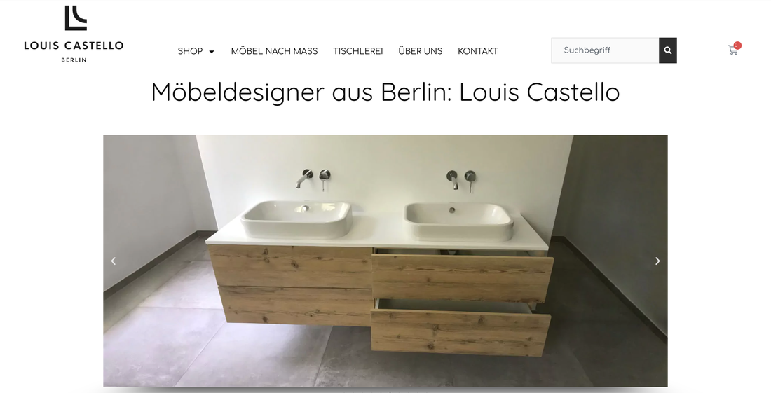 Example web design: high-quality designer furniture by Louis Castello, Berlin