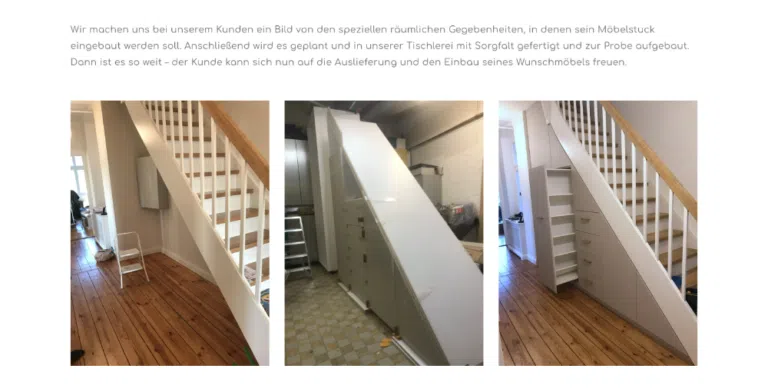 Beispiel-Webdesign: Maßanfertigung von individuellen Möbeln