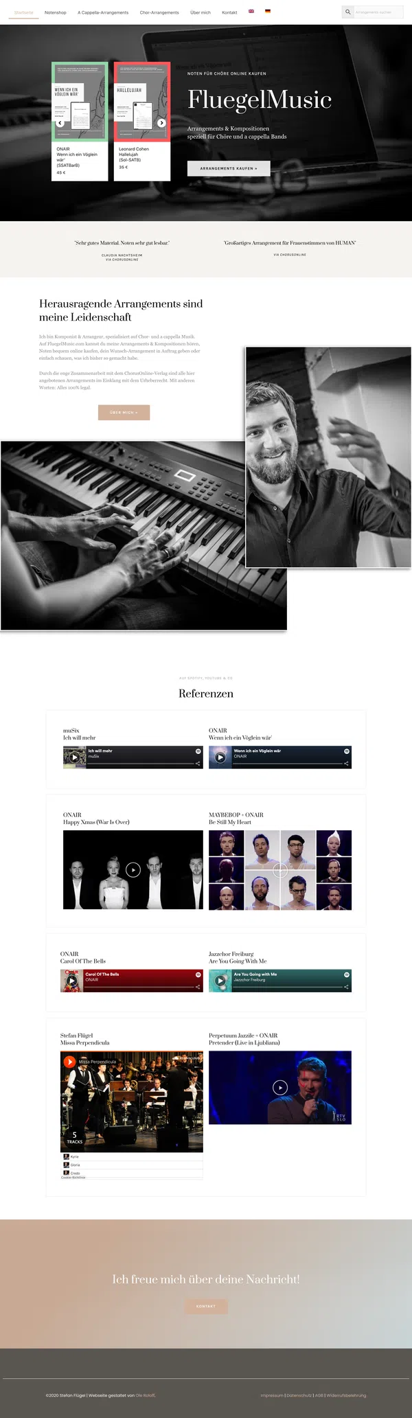 Sample Web Design for an Online Music Store: FluegelMusic, Choir and A Cappella Sheet Music