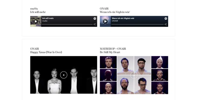 Beispiel-Webdesign Hörproben: eingebundene Audio- und Video-Hörproben im Musik-Shop