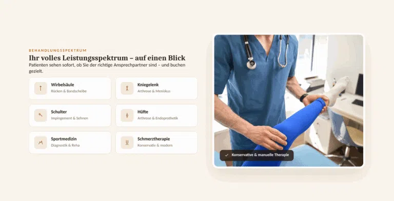 Beispiel-Webdesign Behandlungsspektrum: Schwerpunkte einer orthopädischen Praxis in Stuttgart