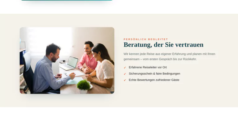 Beispiel-Webdesign Beratung: persönliche Reiseberatung im Reisebüro