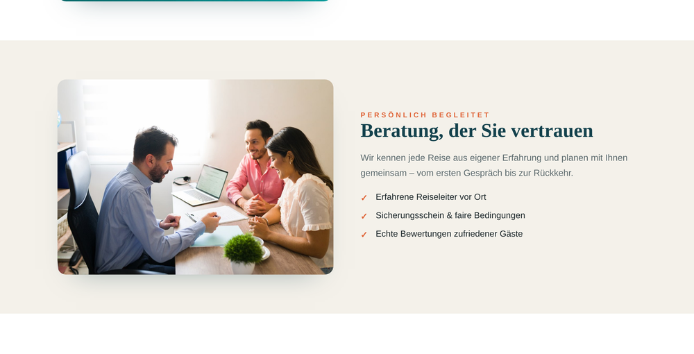 Beispiel-Webdesign Beratung: persönliche Reiseberatung im Reisebüro