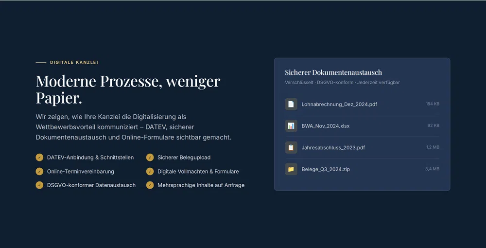 Webdesign Steuerberater Berlin – Digitale Kanzlei mit Mandantenportal und sicherer Datenkommunikation
