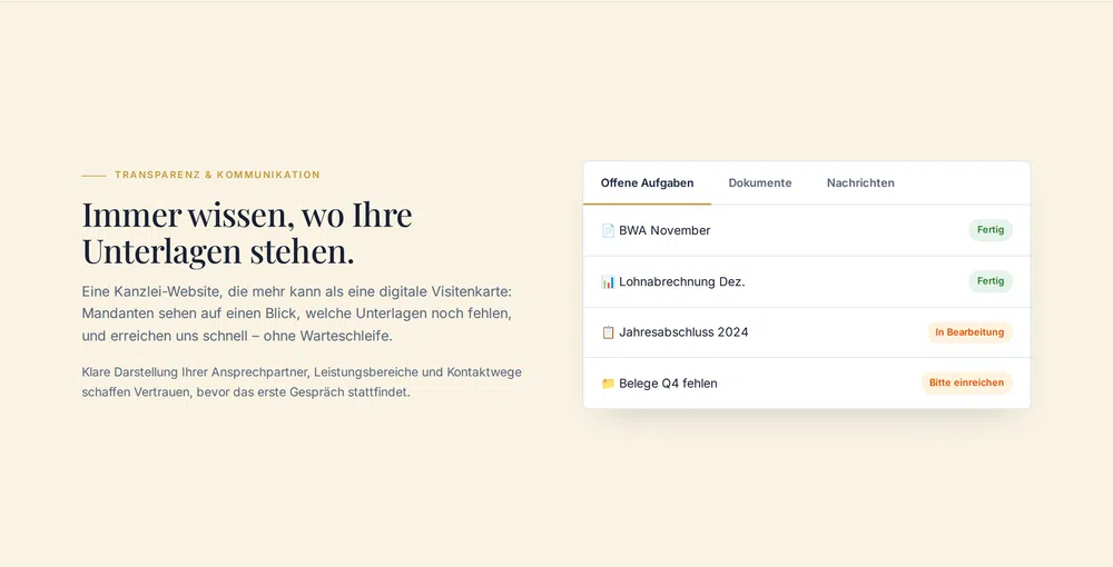 Webdesign Steuerberater Berlin – Transparente Mandatsdarstellung und Leistungsübersicht