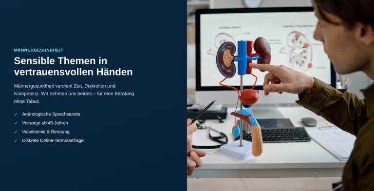 Webdesign-Mockup Männergesundheit: Andrologie und Vorsorge einer urologischen Praxis in Hamburg