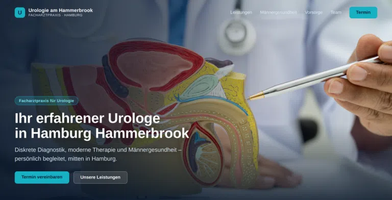 Webdesign-Mockup Hero: diskrete, seriöse urologische Praxis in Hamburg
