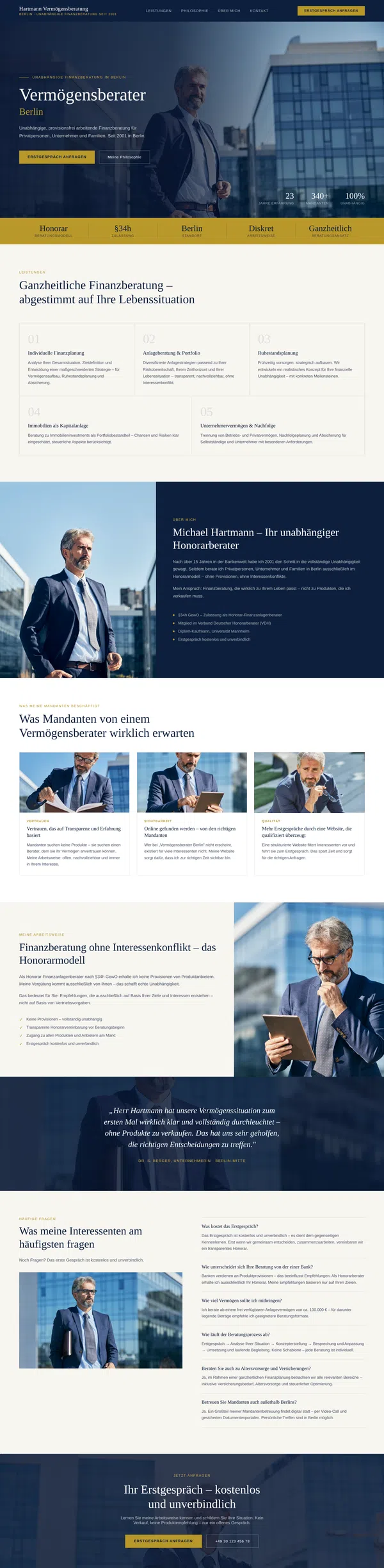 Complete website design for an independent financial advisor in Berlin