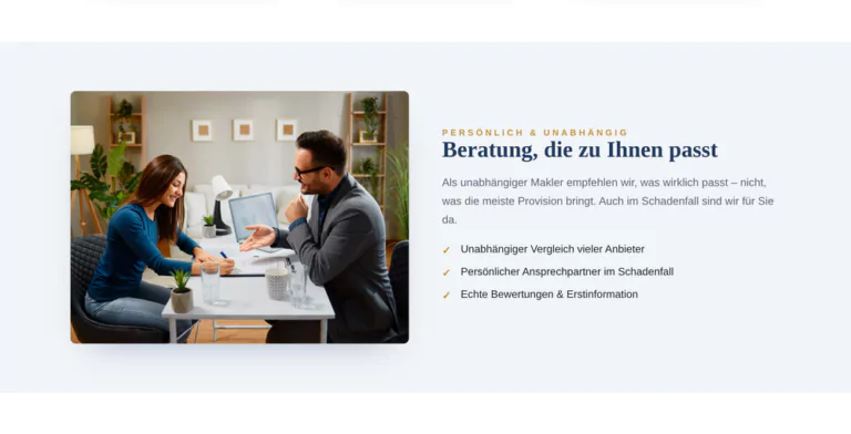 Beispiel-Webdesign Beratung: persönliche Versicherungsberatung im Büro