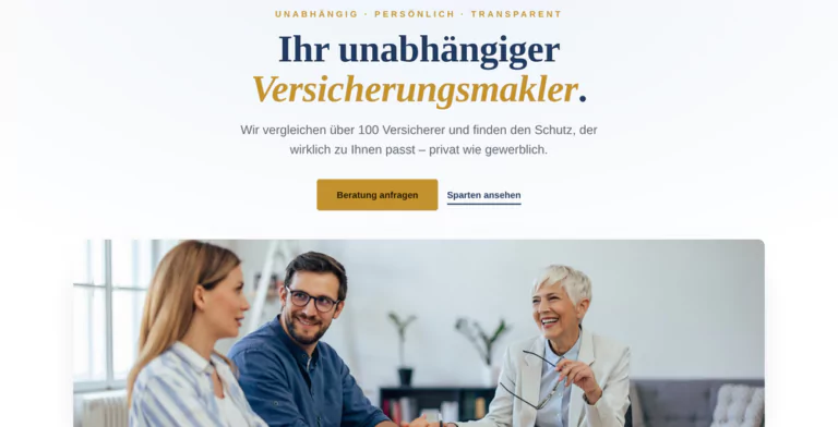 Beispiel-Webdesign Hero: unabhängiger Versicherungsmakler mit Beratung