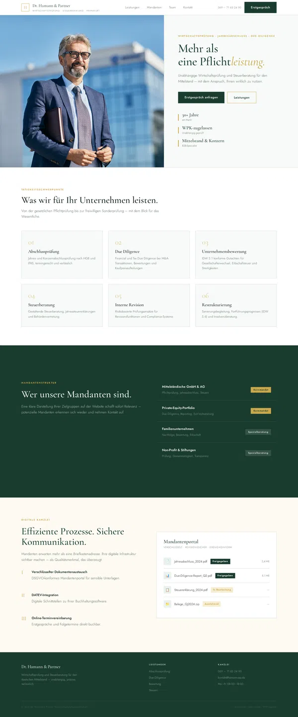 Complete website design for the homepage of an auditing firm