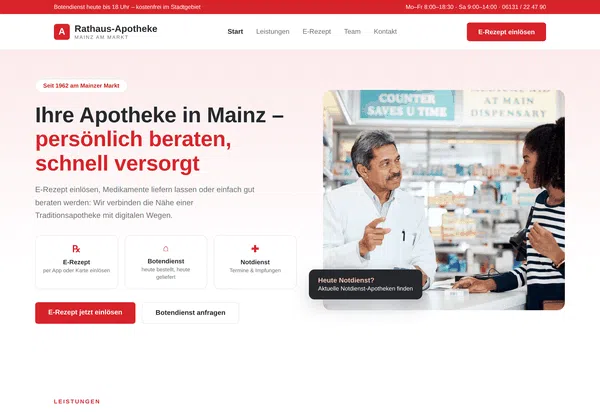 Web Design Example: Full View—Website of a Pharmacy in Mainz