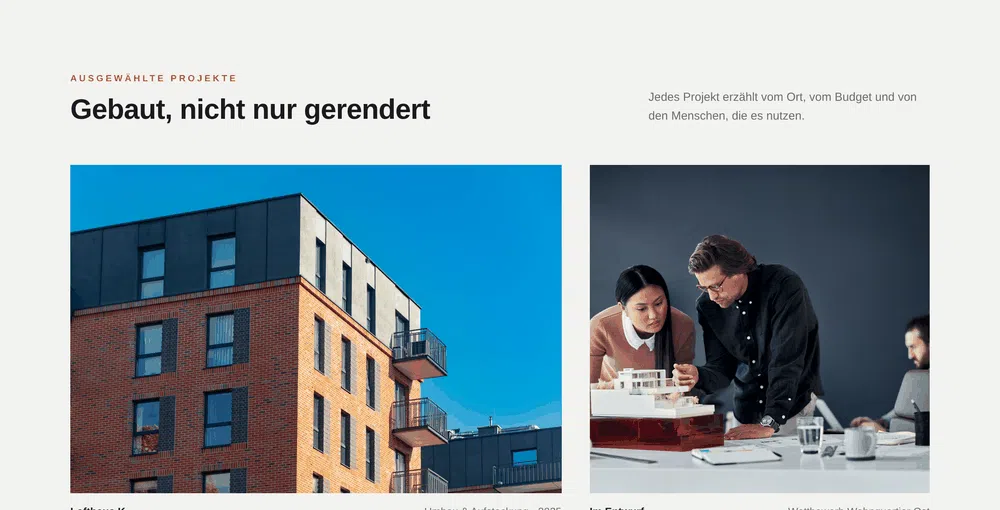 Beispiel-Webdesign Projekte: realisierte Bauten eines Architekturbüros in Karlsruhe