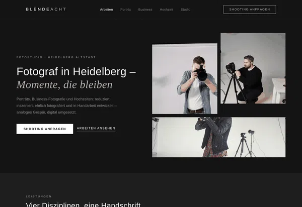 Web Design Example - Full View: Website of a Photo Studio in Heidelberg
