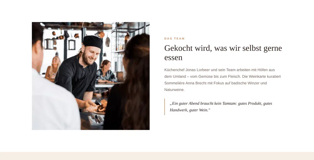 Beispiel-Webdesign Küche: Küchenteam eines Restaurants in Freiburg