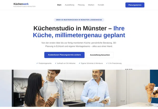 Beispiel-Webdesign Komplettansicht: Website eines Küchenstudios in Münster