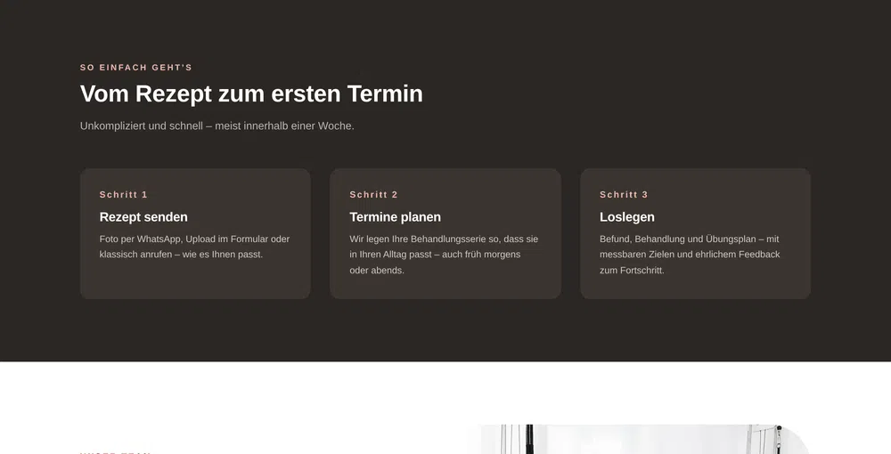 Beispiel-Webdesign Ablauf: vom Rezept zum Termin bei einer Physiotherapie-Praxis in Dortmund