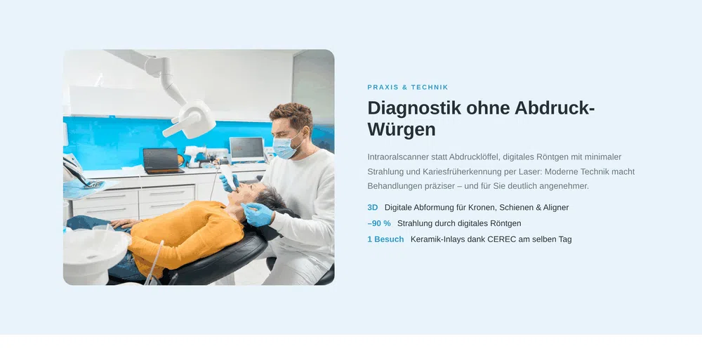Beispiel-Webdesign Technik: digitale Diagnostik einer Zahnarztpraxis in Dresden