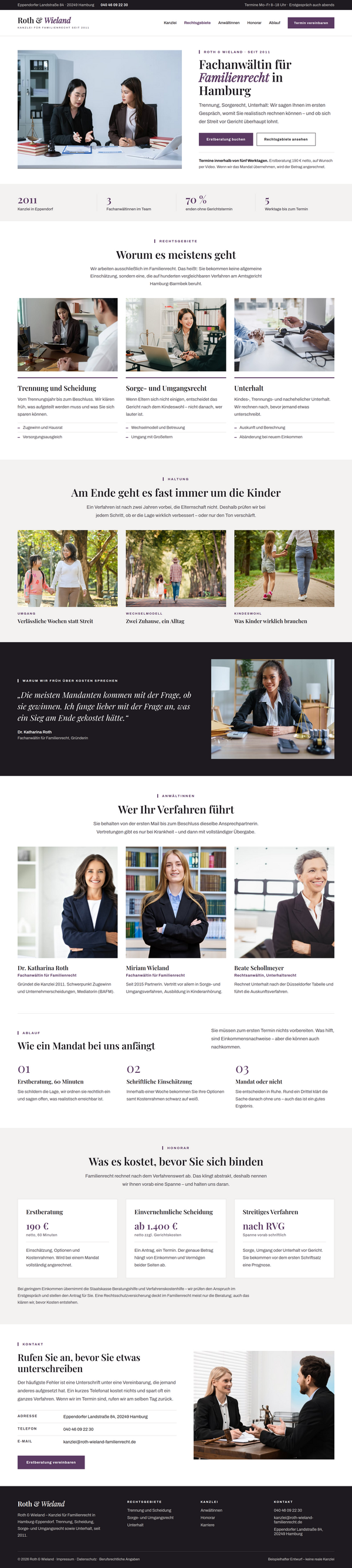 Mockup einer Webseite für eine Kanzlei für Familienrecht