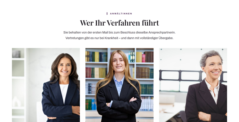 Team-Sektion im Webdesign für eine Familienrechtskanzlei